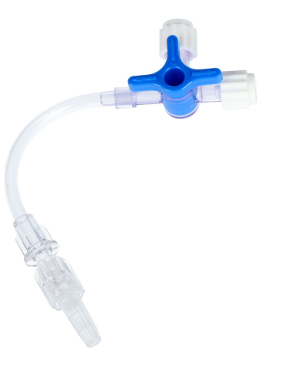 Kranik trójdrozny sterylny z przedluzaczem 7 cm, bez ftalanów