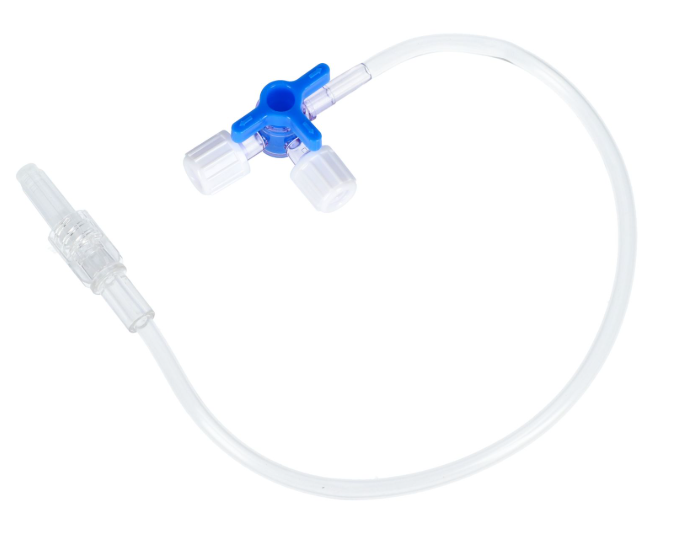 Kranik trójdrozny sterylny z przedluzaczem 25 cm, bez ftalanów