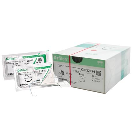 Szwy chirurgiczne Dafilon®3/8 kola 5/0 (1)45CM DSMP13 niebieski - niewchlanialne - 36 szt.
