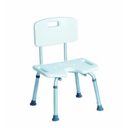 Taboret prysznicowy z oparciem i siedziskiem typu U, z systemem TF