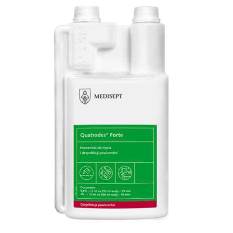 Quatrodes Forte Koncentrat do mycia i dezynfekcji powierzchni 1L z dozownikiem