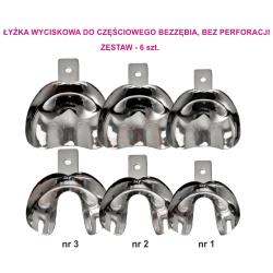 Łyżka wyciskowa do częściowego bezzębia, bez perforacji - zestaw 6 szt.