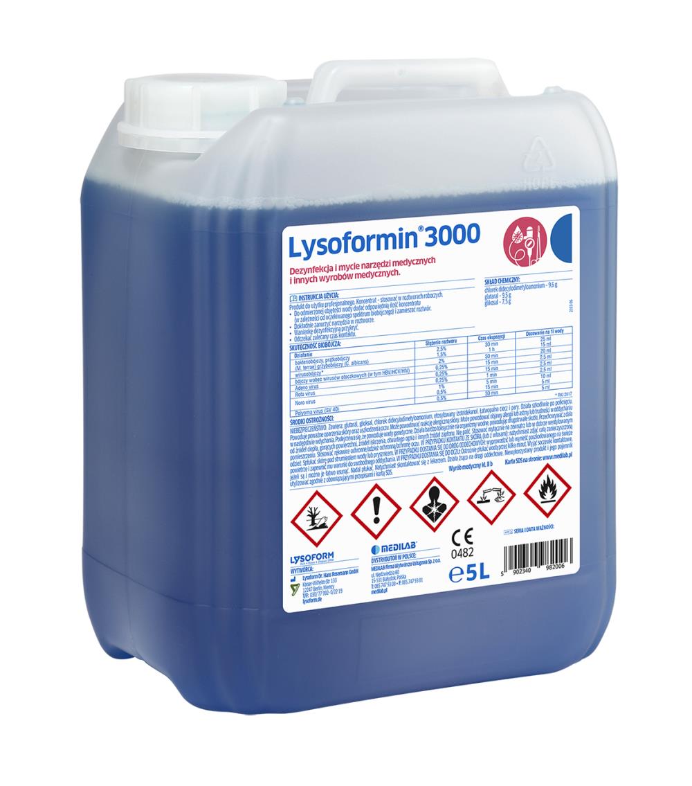Lysoformin 3000 - koncentrat do manualnego mycia i dezynfekcji narzędzi medycznych, 1L