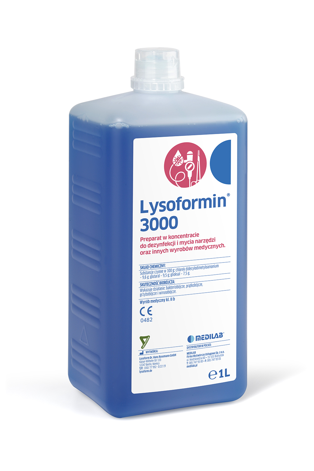 Lysoformin 3000 - koncentrat do manualnego mycia i dezynfekcji narzędzi medycznych, 5L