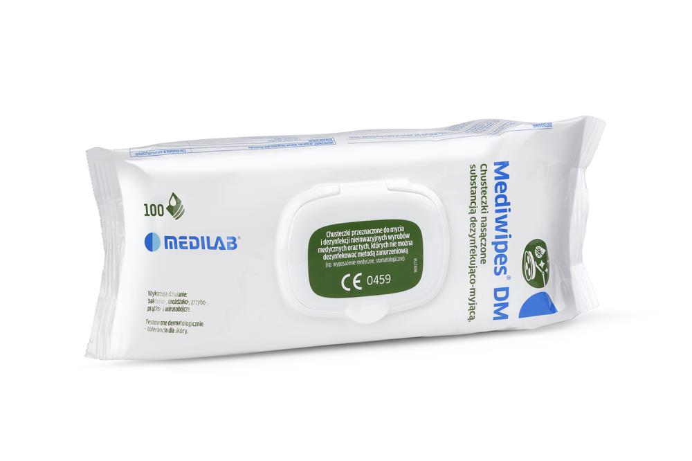Chusteczki bezalkoholowe w tubie Mediwipes DM, dezynfekcja i mycie, 100 szt.