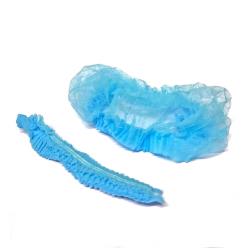 Niebieski czepek polipropylenowy - harmonijka - 100 szt.