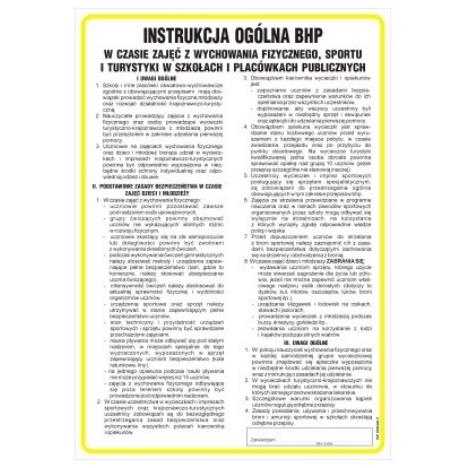 Instrukcja ogólna BHP w czasie zajęć w-f, sportu i turystyki w szkołach.