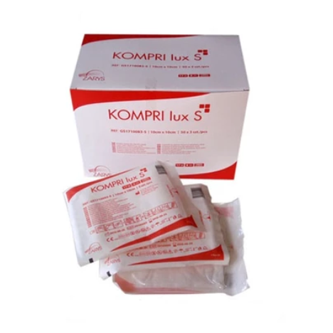 Kompresy z gazy jałowe 7,5 x 7,5 cm KOMPRI lux 17N 8W (pak. 2 szt.) box 50 szt.