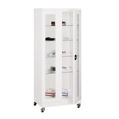 Metalowa szafa lekarska na kółkach Sml 102- szara