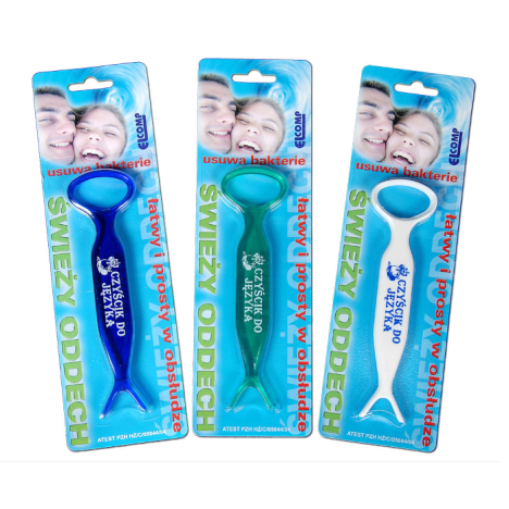 Czyścik do języka z uchwytem na nić dentystyczną