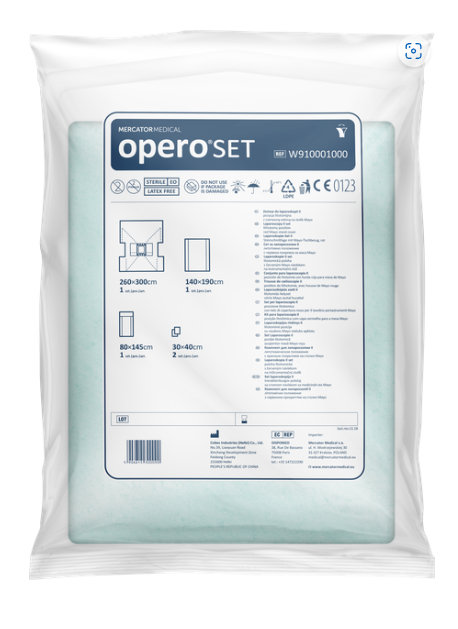 Zestaw do laparoskopii II z czerwoną serwetą Mayo