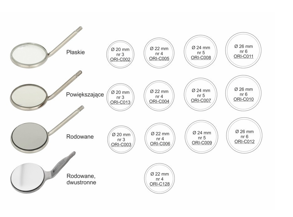 Lusterko stomatologiczne rodowane, nr 4, śr. 22 mm (10 szt. + 2 gratis) 