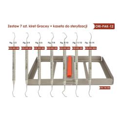 Zestaw 7 szt. kiret Gracey + kaseta do sterylizacji