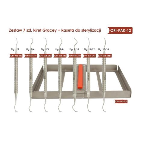 Zestaw 7 szt. kiret Gracey + kaseta do sterylizacji