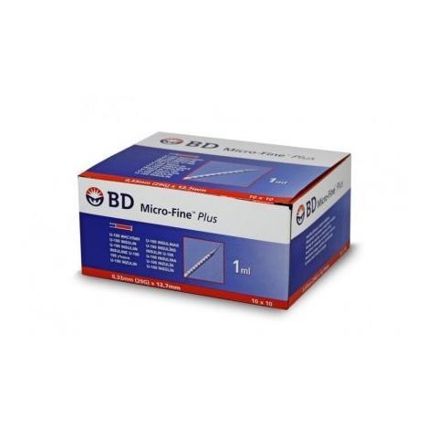 Strzykawka do insuliny BD 1 ml, z igłą 0,33 mm x 12 mm (G-29), U-100 - 10 x 10 szt.