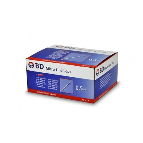 Strzykawka do insuliny BD 0,5 ml, 0,30 mm x 8 mm (G-30), U- 100 - 10 x 10 szt.