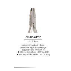 Kleszcze do zagięć V-1mm, proste, dł. 12,5 cm
