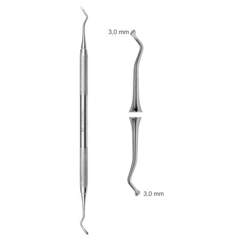 Ekskawator, podwójnie zakończony, 3,0 mm x 3,0 mm