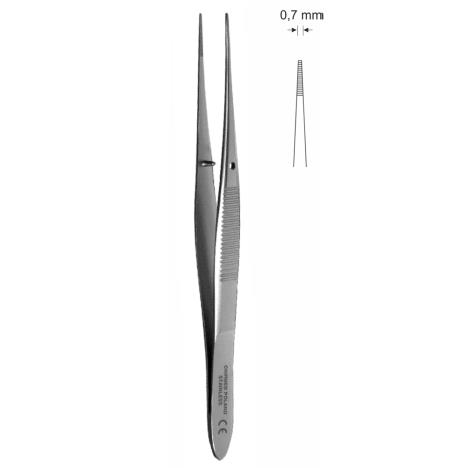 Pinceta do tęczówki, anatomiczna, dł. 100 mm, czubek 0,7 mm, prosta