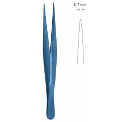Pinceta bez nacięć i bez ząbków, dł. 100 mm, czubek 0,7 mm, z tytanu