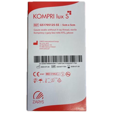 Kompres z gazy jałowe 5 x 5 cm x 5szt. KOMPRI lux S 17N 12W, BOX 20 szt.