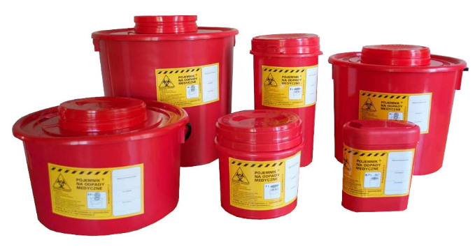 Pojemnik na odpady medyczne 0,7L płaski, czerwony