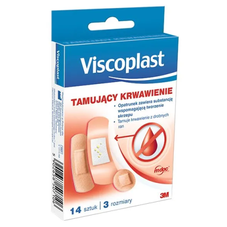 VISCOPLAST Plastry tamujące krwawienie, 4 rozmiary, 14 szt 