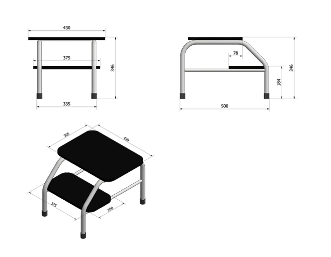 Stopień rehabilitacyjny metalowy II