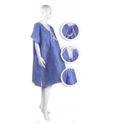 Koszula porodowa wiązana z przodu, SMS 38g/m2, niebieska, rozm. M/L, op. 10 szt.