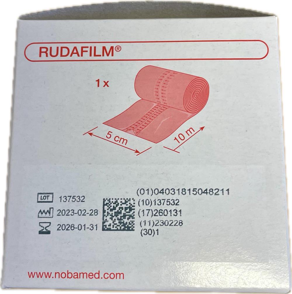 RUDAFILM -  taśma opatrunkowa, foliowa, niejałowa, 5cm x 10m, 1 szt. 