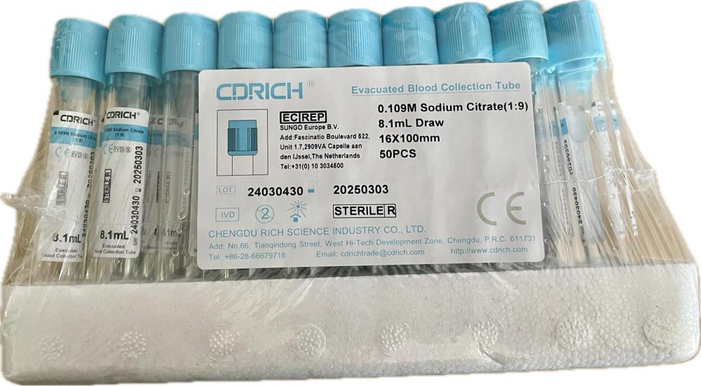 Probówka 9ml 3,2% z cytrynianem sodu - 1 szt.