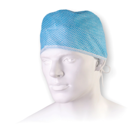 Czepek typu furażerka z trokami BEN, Spunlace Mesh, niebieski, op. 100 szt.