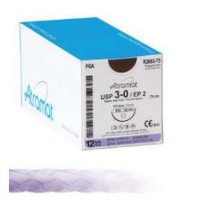 PGA  3/0, dł.75cm, igła CE-24, 3/8 koła odwrotnie tnąca (op.=12sztuk)