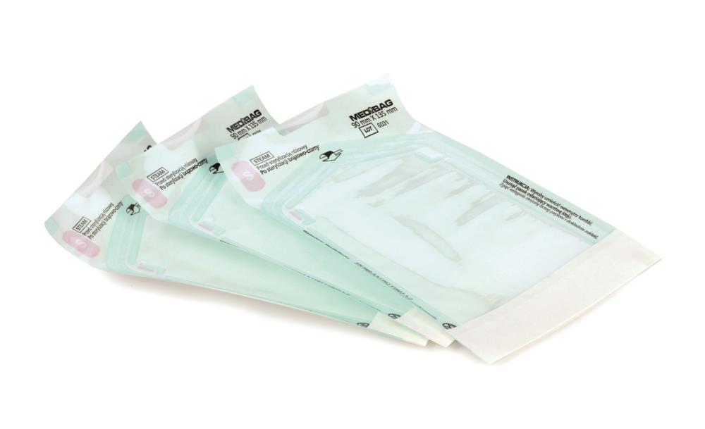 Torebki do sterylizacji, samoprzylepne, MEDIBAG, 90 mm x 135 mm, 200 szt.