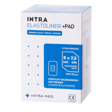 Opatrunek włókninowy + PAD, 5 cm x 7,2 cm, op. 50 szt 