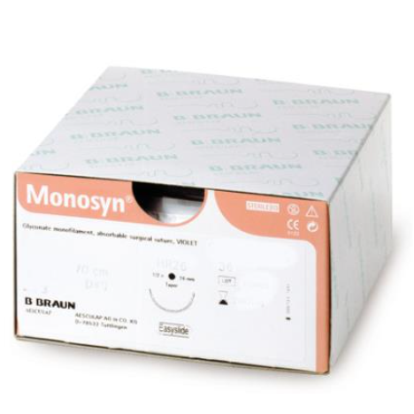 Szwy chirurgiczne - Monosyn® 1/2 koła okrągła HR 22s, 70 cm fioletowy, 0-wchłanialne -36 szt.