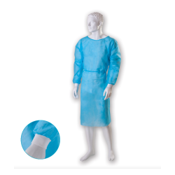 Fartuch medyczny z mankietami z wlókniny niebieski L, 25g, op. 10 szt.