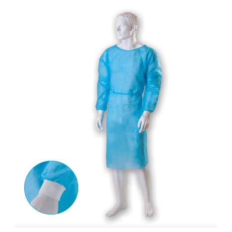 Fartuch medyczny z mankietami z wlókniny niebieski L, 25g, op. 10 szt.