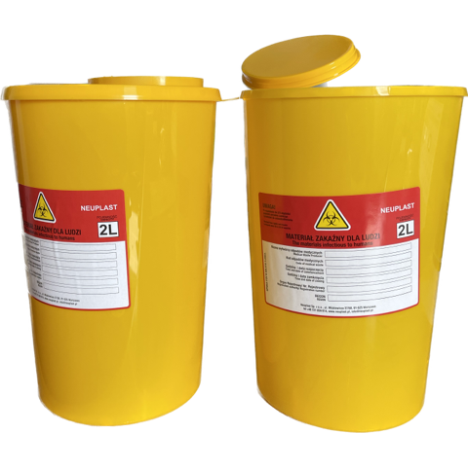 Pojemnik na odpady medyczne z pokrywką_2L_żółty, 1 szt.