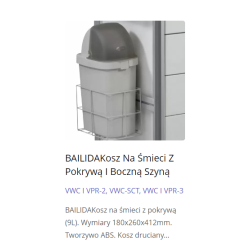 BAILIDA Kosz Na Śmieci Z Pokrywą I Boczną Szyną do NC3405