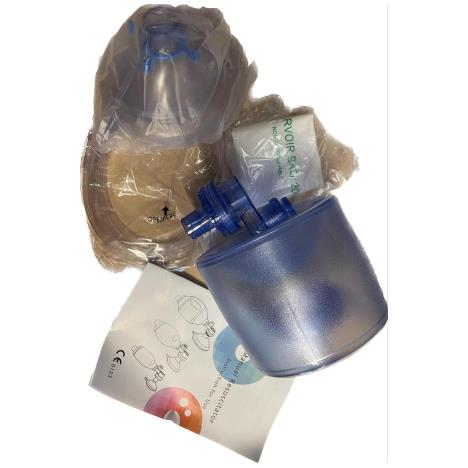 Resuscytator jednorazowy PVC dla dorosłych, maska, dren, rezerwuar 2000ml