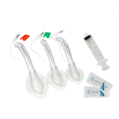 Zestaw masek krtaniowych LMA 3, 4, 5 + strzykawka + 3x lubrykant (PVC)