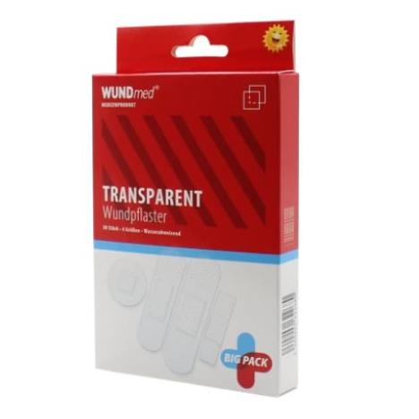 Zestaw plastrów wodoodpornych przezroczystych, 4 rozmiary, 50 szt.