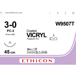 Szew chirurgiczny VICRYL 3/0, 45 CM, 3/8 koła, 