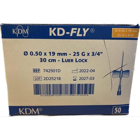 Igła motylek KD-FLY, do pobierania krwi, wężyk 30 cm luer lock, igła 0,5 x 19 mm, 1 szt. 