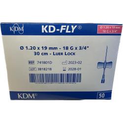 Igła motylek KD-FLY, do pobierania krwi, wężyk 30 cm luer lock, igła 1,2 x 19 mm, 1 szt. 