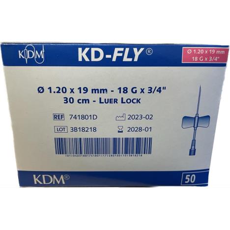Igła motylek KD-FLY, do pobierania krwi, wężyk 30 cm luer lock, igła 1,2 x 19 mm, 1 szt. 