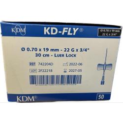 Igła motylek KD-FLY, do pobierania krwi, wężyk 30 cm luer lock, igła 0,7 x 19 mm, 1 szt. 