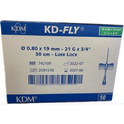 Igła motylek KD-FLY, do pobierania krwi, wężyk 30 cm luer lock, igła 0,8 x 19 mm, 1 szt. 