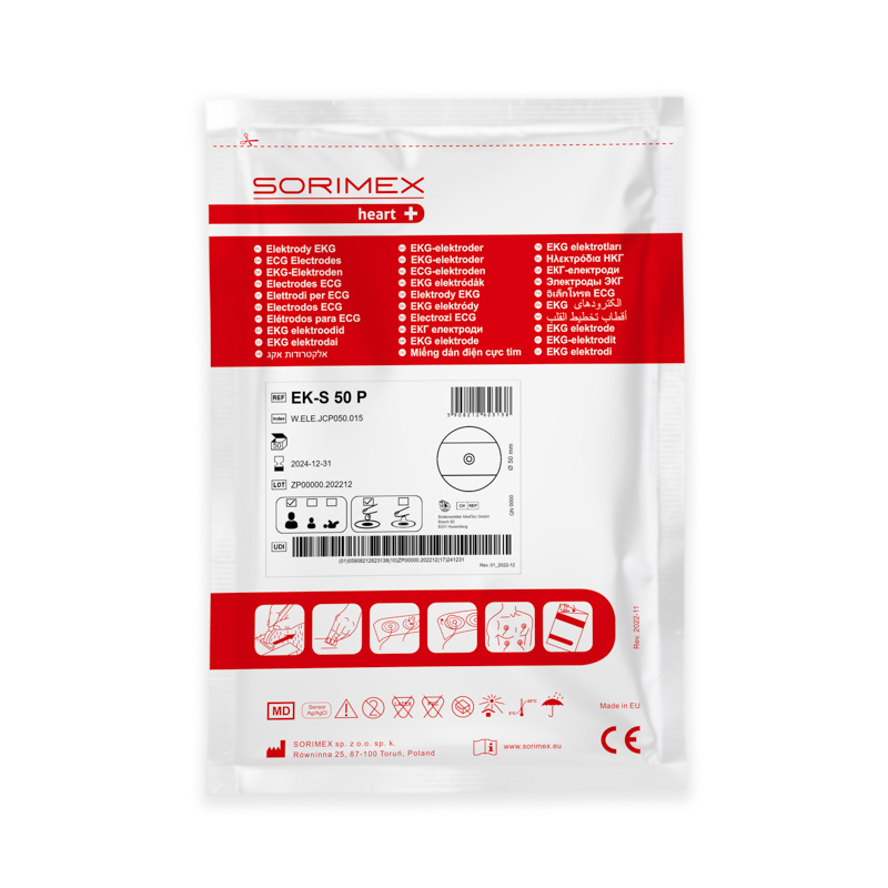 Elektroda EKG do Holtera śr. 50 mm, żel ciekły, pianka - 50 szt.